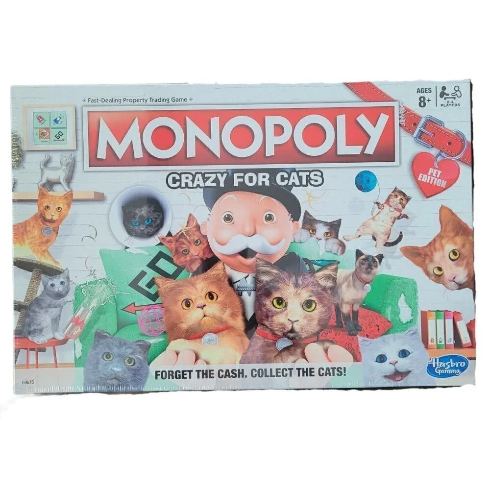 Monopoly Crazy for Cats Board Game Pet Edition Hasbro Gaming E9675 Cat Lovers